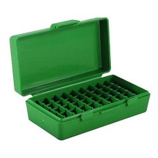 Коробка для патронів MTM кал. 9мм: 380 ACP. Кількість - 50 шт. Колір - зелений