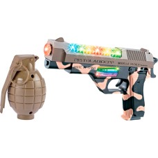 Пистолет свето-звуковой ZIPP Toys Desert Eagle в наборе с гранатой. Цвет - камуфляж/коричневый